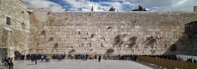 Naklejka premium Ściana Płaczu, Jerozolima, Izrael - widok panoramiczny