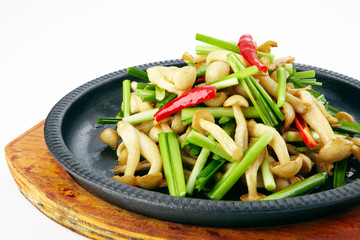 Delicious Chinese cuisine, sizzling mushrooms