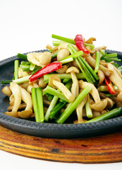 Delicious Chinese cuisine, sizzling mushrooms