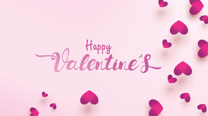 Happy Valentines Day greeting card with pink and purple heart. Love background concept suitable for copy space text Wallpaper, flyers, invitation, posters, brochure, banners