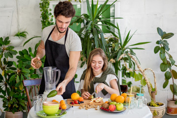 smoothie drink business. right drink. smoothie baars industry. close up photo. parents are making blended beverage for children