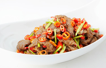 Delicious Chinese cuisine, fried beef with chili
