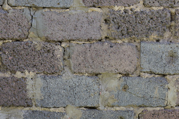 Old wall made of expanded clay blocks for background and design. Grunge texture.