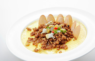 Delicious Chinese cuisine, conch minced meat steamed egg