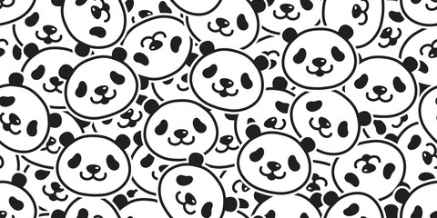 bear seamless pattern panda vector polar bear bamboo teddy scarf isolated tile background cartoon repeat wallpaper doodle illustration © CNuisin