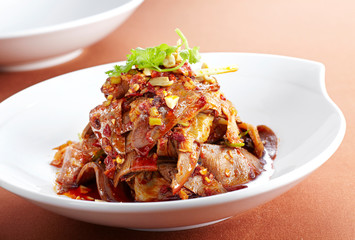 Delicious Chinese cuisine, spicy sauce beef