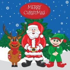 Vector illustration of a Christmas and New Year postcard