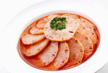 Delicious Chinese cuisine, glutinous rice lotus root slices