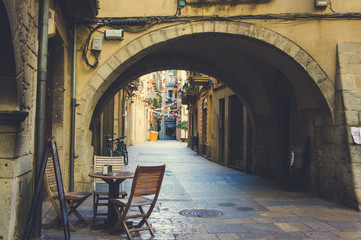 A pedestrian street in Girona, Spain