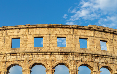 Pula. Arena. Croatia. Roman. Stone. Sky