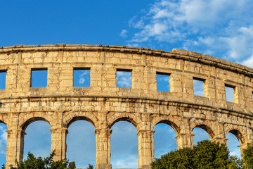 Fototapeta premium Pula. Croatia. Arena. Roman. Stone. Sky