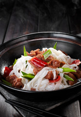Delicious Chinese cuisine, beef rice noodle pot