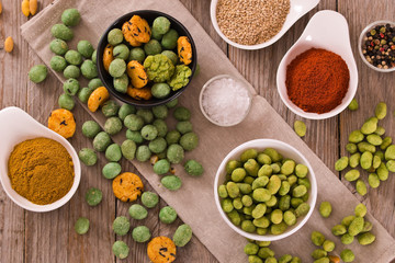 Wasabi coated peanuts.