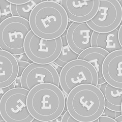 British pound silver coins seamless pattern. Splen