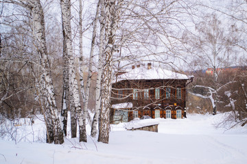 Fototapeta na wymiar house in the woods in winter