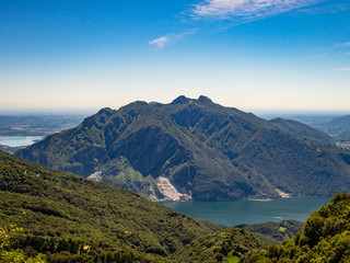 Monte Moregallo and Corni di Canzo as seen from hiking trail to rifugio Rosalba on Grigna Meridionale