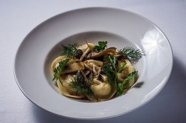 Dumplings with potatoes and mushrooms