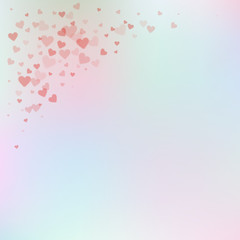 Red heart love confettis. Valentine's day corner c