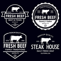 Set of premium beef labels, badges and design elements. Logo for butchery, meat shop, steak house etc.