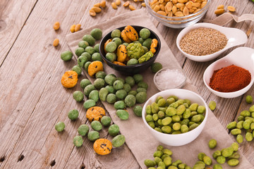 Wasabi coated peanuts.