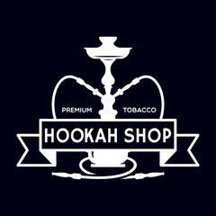 Hookah label, badge and design elements. Hookah club. Shisha bar. Hookah lounge logo. Hookah pipes.