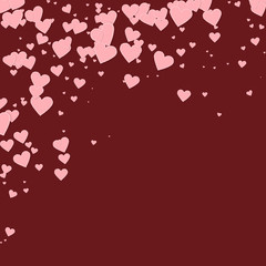 Pink heart love confettis. Valentine's day falling