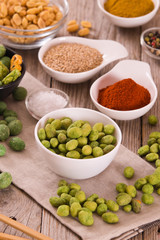 Wasabi coated peanuts.