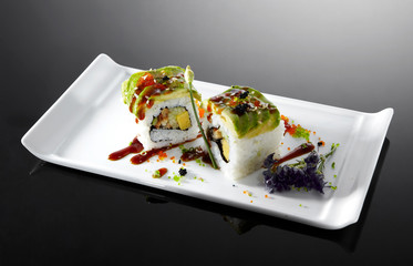 Delicious Japanese food, sushi rolls