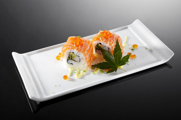 Delicious Japanese food, sushi rolls