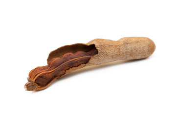 Ripe sweet tamarind isolated on white background