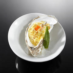 Delicious Japanese food, grilled oysters