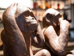 No hear monkeys sculpture