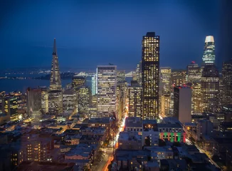 Fotobehang San Francisco Skyline at night, California, USA © Mariana Ianovska