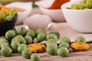 Wasabi coated peanuts.