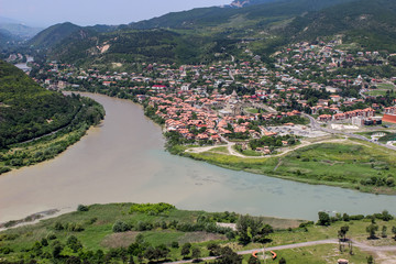 View from Djvari on the river Kura and Aragva