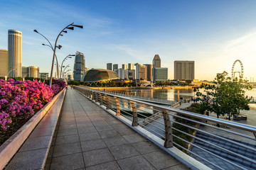 Walk way in Marina Bay in morning time