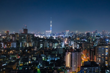 東京 文京シビックセンター 展望ラウンジからの夜景（スカイツリー方面）
