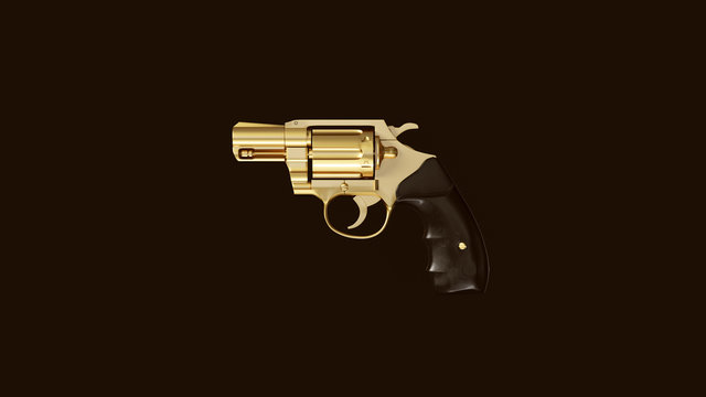 Gold an Black Snub Nosed Pistol 3d Illustration 3d Rendering