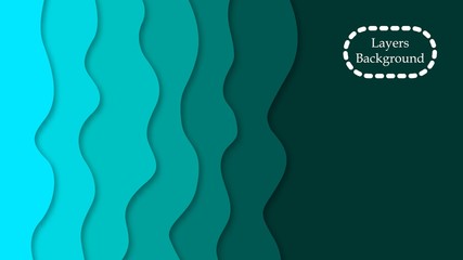 3D blue paper cut abstract background. Vector design for business presentations, flyers, posters and invitations. Colorful carving art with shadows.