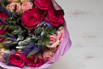 bouquet of flowers with red roses