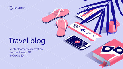 illustration work tabel, Travel bloger, banners set