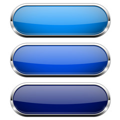 Blue oval web buttons. With metal frame