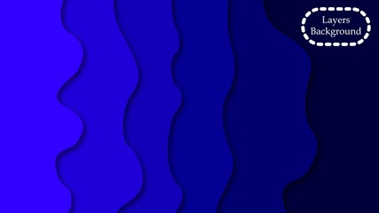 3D blue paper cut abstract background. Vector design for business presentations, flyers, posters and invitations. Colorful carving art with shadows.