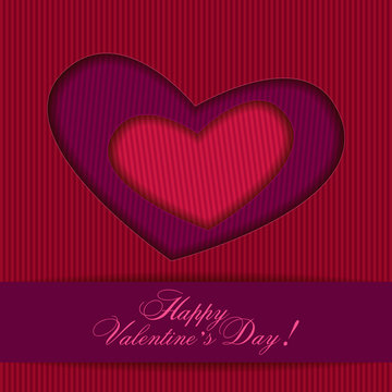 Valentine's day card in red and pink colors