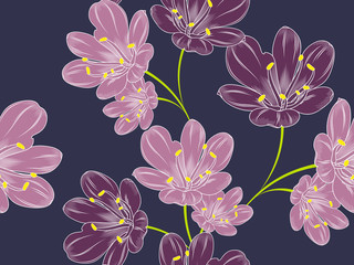 Seamless floral pattern with hand-drawn clivia flowers.