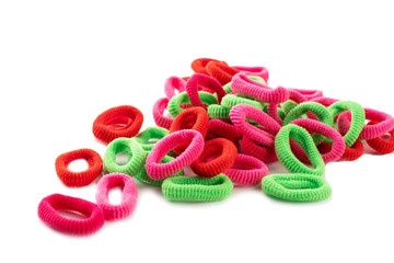 Hair elastic bands isolated on the white background