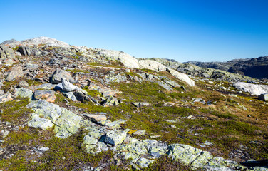 Mountains in the south of Norway on a sunny day.