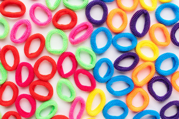 Hair elastic bands isolated on the white background