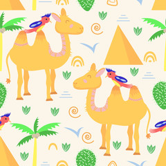 seamless pattern with camel in Scandinavian style - vector illustration, eps