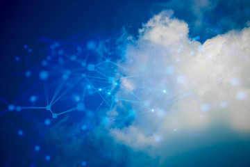 ai brain system data connecting to analysis , light internet social network background, illustration of global web with link to electric information, cyber with group of security, hacker online to net